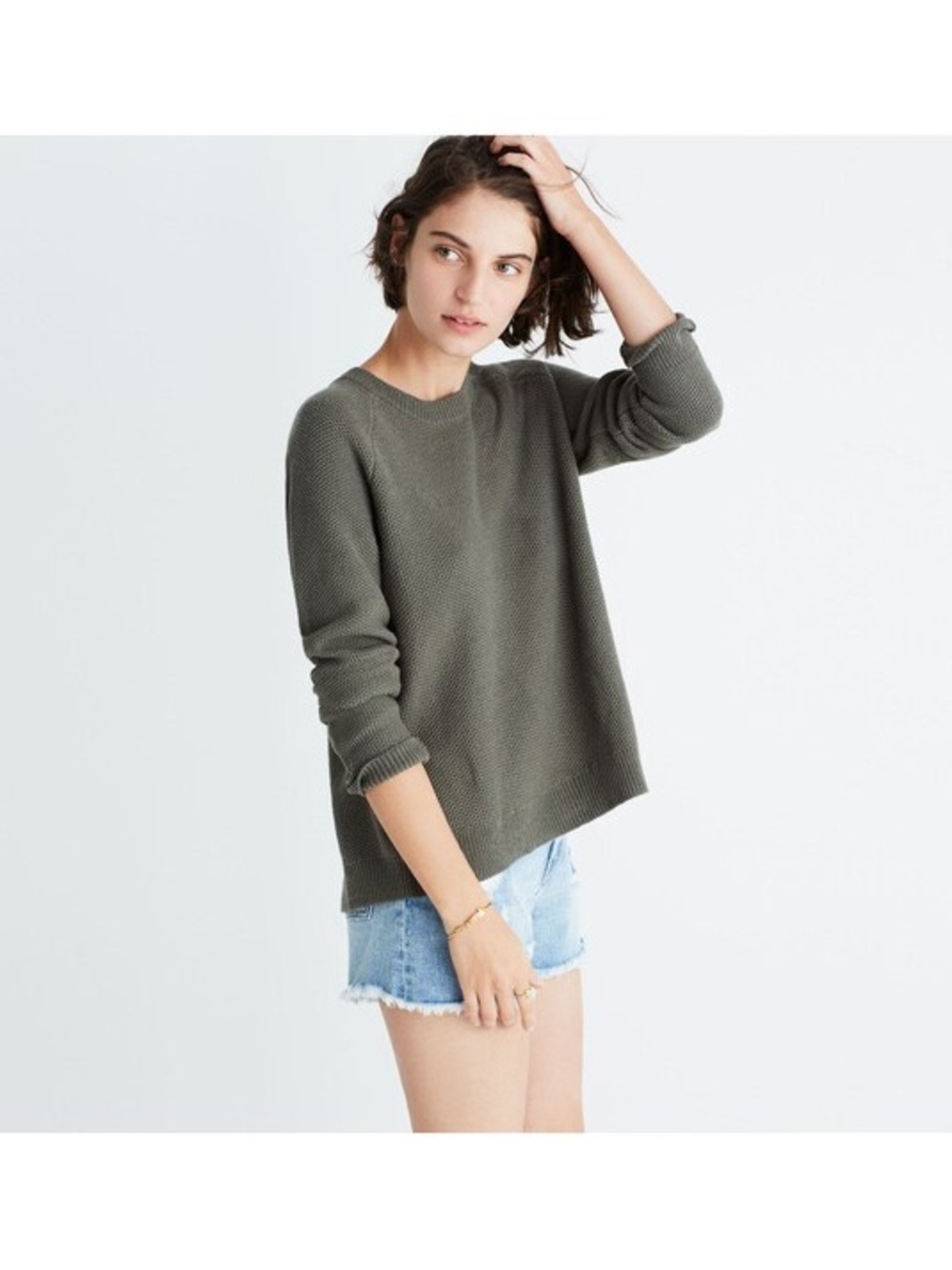 Madewell Province Cross-Back Pullover Sweater in Highland Green M A14